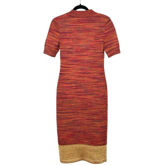 Maeve Women’s Lindy Mock Neck Knit Midi Dress Orange Multicolor Size Small - Picture 3 of 7